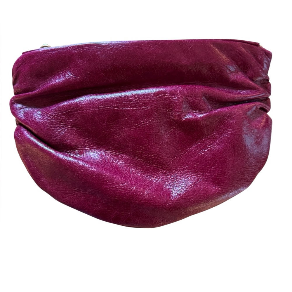 HOBO Belle Ruched Leather Crossbody Bag in Berry Red Like New - Picture 4 of 7